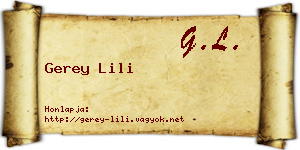 Gerey Lili névjegykártya